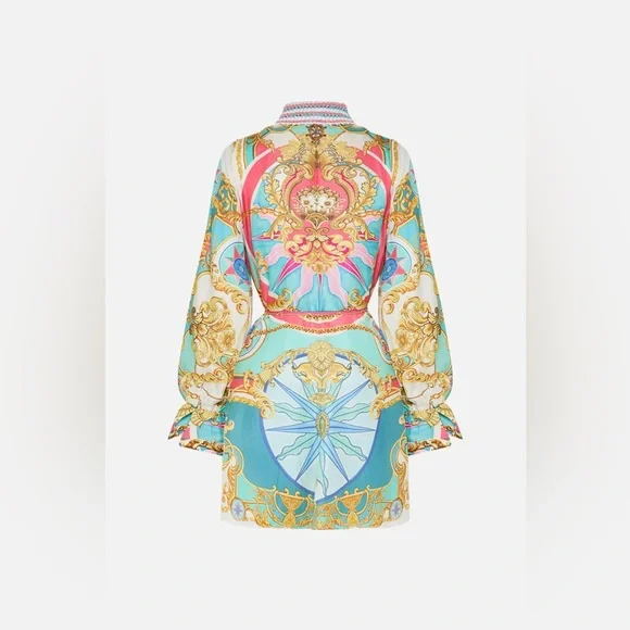 🩷SOLD🩷Camilla Shift Shirt Dress With Crochet Collar Sail Away With Me - Picture 7 of 17